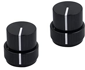 Guyker Guitar Aluminum Dual Concentric Control Knobs - Dome Volume Tone Stacked Knob Replacement for Electric Guitar or Bass (black, 2 piece)