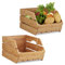 Relaxdays 3X Caisses en Bambou, cagette Effet Bois boîte de Rangement empilable Universelle HxlxP: 20,5 x 27 x 38 cm, Nature