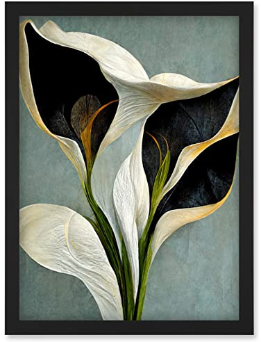 Doppelganger33 LTD White Calla Lily Flower Pistil Bouquet Elegant Artwork Framed Wall Art Print A4