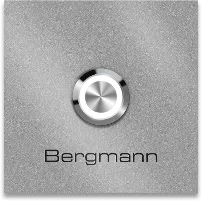 Metzler Campanello Bergmann grigio - Campanello verniciato a polvere in RAL9007 struttura fine - Prodotto in Germania - Campanello in acciaio inox V2A - Pulsante LED selezionabile - Size: 6 x 6 cm