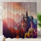 Batmerry Neuschwanstein moderner Duschvorhang, Polyesterfaser-Kunststoffringe, schnelltrocknend, wasserdicht, für Badewannen/Badezimmer, 182,9 x 182,9 cm, Rot