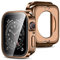 Amizee 2 en 1 Funda [2-Pièces] Compatible Avec Apple Watch Series 9/8/7 45mm con Protector de Pantalla Cristal Templado, PC Duro Anti-Rasguños Protección Carcasa para iWatch 45mm - Oro Rosa