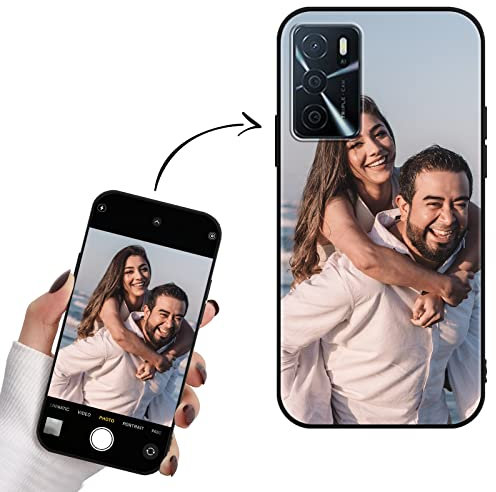 Yoedge Personalisierte Handyhülle für Oppo A16 4G Hülle Selbst Gestalten mit Eigenem Foto Bild Text Personalisiert Case Individuelle Geschenk Schutzhülle Schwarz Cover für Oppo A16 4G 6,52