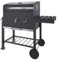 Barbecue A Carbonella BBQ Da Giardino Grill Regolabile Coperchio Termometro Ventilazione Ripiano A Ribalta Ganci Ruote Contenitore Manico Acciaio Inox Terrazzo Balcone Picnic 106 x 46 x 114 cm Nero