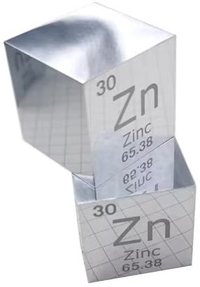 1 Stück 25,4 x 25,4 x 25,4 mm Metallic-Zink Periodensystem Würfel Zn 99,995 % Reines Zink Würfel Wunderbare Element Kollektion Handwerk