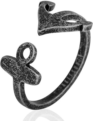 Akitsune Anker Ring | Maritimer Design-Ring Frauen Herren Edelstahl Meer Ozean Modeschmuck - Antiksilber - US 7