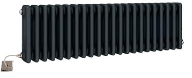 Manissa Electric Anthracite Traditional Column Radiator with PTC Element Old Cast Iron Type School Radiator + 7 Day Timer/Thermostat (3 Column 300mm H x 1000mm W)