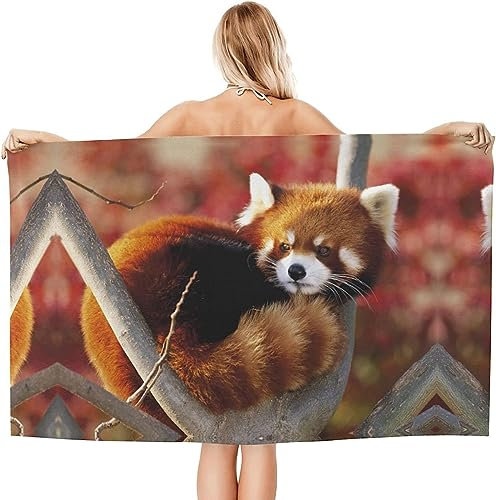 Buohwiwe Roter Panda Strandtuch 90x180 cm, Weich Schnell Trocknen Microfaser Handtücher, 3D Strandhandtuch Roter Panda Strandtücher Badetuch Strandlaken Handtuch Herren Frauen Badetücher
