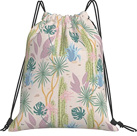 AOOEDM Tropischer Kaktus-Kordelzugbeutel für Damen und Herren, wasserabweisender Beutel, Turnbeutel für Geschenke, Sport