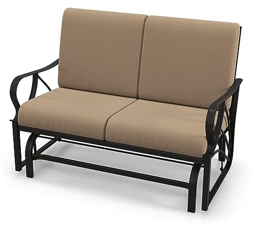 GIANTEX 2-Sitzer Schaukelbank, Metall Gartenbank, Outdoor-Schaukelstuhl mit Rückenlehne und Armlehnen, Gartenschaukel mit Kissen, Sitzbank für Balkon, Park, Garten, 300 kg belastbar, 124,5x73x89 cm