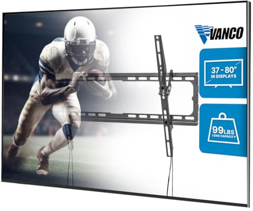 Vanco Tilt TV Wall Mount with Wall Mount Tilt TV Bracket - Slim Profile, VESA Compatible Tiltable TV Mount 600 x 400 or Less, Supports 37-80 Inch Displays