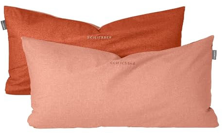 Schiesser Kissenhülle Doubleface im 2er Set | Renforcé | 100% Baumwolle aus nachhaltiger Produktion | 40x80cm | Terrakotta