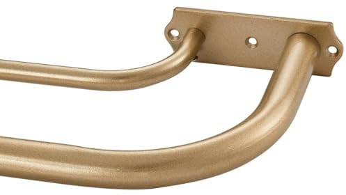 Doppelgardinenstangen in Antik-Gold, doppelte Gardinenstangen, 71,1 - 121,9 cm, umlaufende Doppelfensterstangen, Raumverdunkelung, Gardinenstangen, verstellbarer 2,5 cm Durchmesser vorne und 1,6 cm