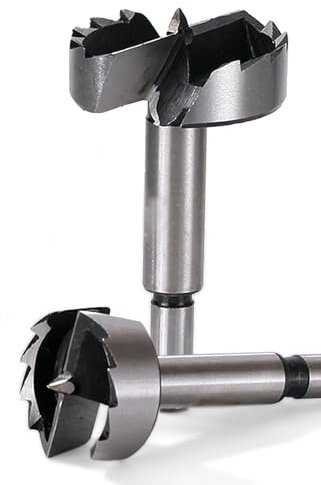 Meichoon Forstner Auger Drill Bit Multi-Tooth Woodworking Boring Hole Saw Punching Bit Wood Slabs Flat Wing Drilling Carbide Tip Round Shank Cutting for Hinge Plywood CNC Tool 54mm