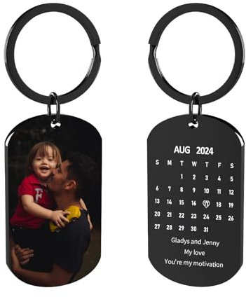 Customaster Porte-Clés Personnalisé Avec Photo,Porte-Clés Personnalisé Double Face,Porte-Clés Cadeaux Pour Hommes, Femmes Et Membres De La Famille