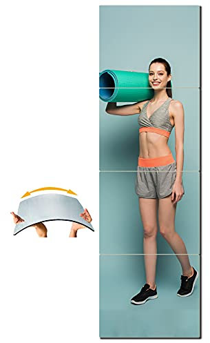 Bruchsicherer Wandspiegel in voller Länge für Schlafzimmer, Acryl-Spiegel für Zuhause, extra dick: 0,3 cm, 40,6 x 40,6 cm x 4 Stück, Workout-Spiegel, sicher für Kinder, über der Tür, lange Wandmontage