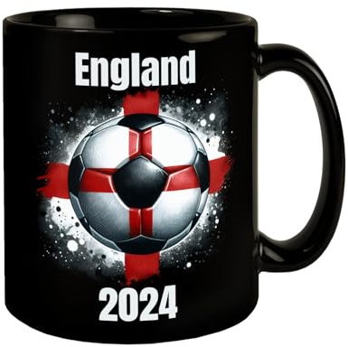 Fußball Englische Flagge Tasse in Schwarz EM 2024 Fanartikel Sport-Ballspiel-Gadget England Nationalfarben Großbritannien Fußball-Liebe