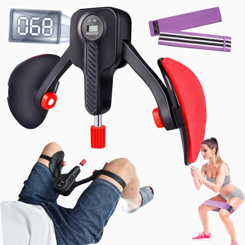 Husyop Oberschenkeltrainer 0-50 kg verstellbarer Widerstand, Beckenbodenübungsgeräte mit Beingurten, Kegel Exerciser Inner Thigh Exerciser für Frauen Männer