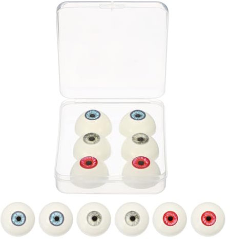 PATIKIL 32 mm Realistic Eyes Big Eyeballs, 2 Pair Acrylic Scary Half Round Fake Eyes Props for Halloween Party Horror Mask DIY Craft Decoration, Light Blue Light Red Silver
