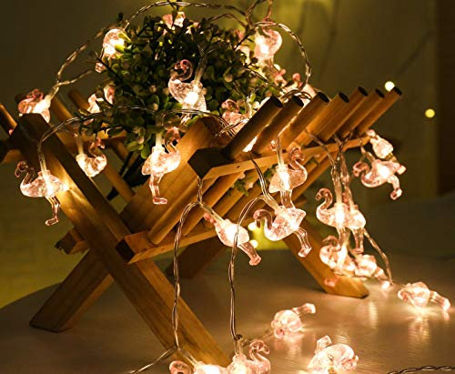 WFGGEH Guirlande lumineuse flamant rose, 3 m, 20 LED, alimentée par USB, pour fête, anniversaire, mariage, Noël, décoration d'intérieur