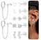 JeweBella 6Pairs Flat Back Earrings Gold Earrings for Women Girls Hypoallergenic Surgical Steel Earrings Stud Earrings Stack Chain Hoop Earrings Sleeper Cartilage Earrings Sets for Multiple Piercings