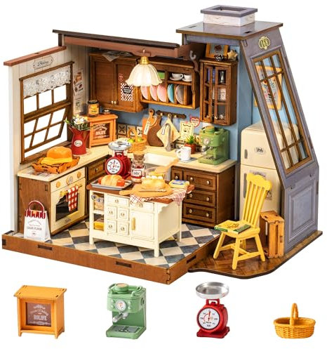 Rolife Miniatur Haus Bäckerei Küche - Mini Haus Selber Bauen, Puppenhaus Tiny House Bausatz 3D Puzzle Book Nook für Erwachsene Jugendliche