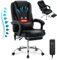 Fantasylab Bürostuhl Chefsessel mit Massagefunktion Ergonomischer Schreibtischstuhl 200KG Bürosessel aus Stoff Computerstuhl mit 4-Punkt-Massage, Schwarz