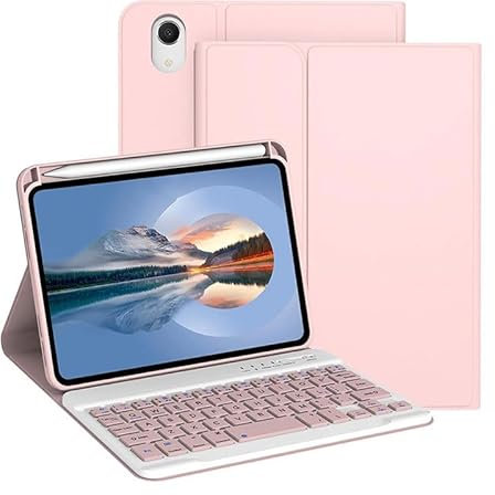 VLEAQC Keyboard Case for iPad (A16) 11th Gen 11 Inch 2025/ 10th Gen 10.9″ 2022, Wireless Rainbow Backlight Detachable Keyboard with Mouse, Thin & Light, Pencil Holder (Pink)
