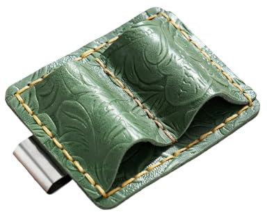 pumpumlia Porte-stylo en cuir avec clip double trou pour bloc-notes, planificateur, journal, presse-papiers