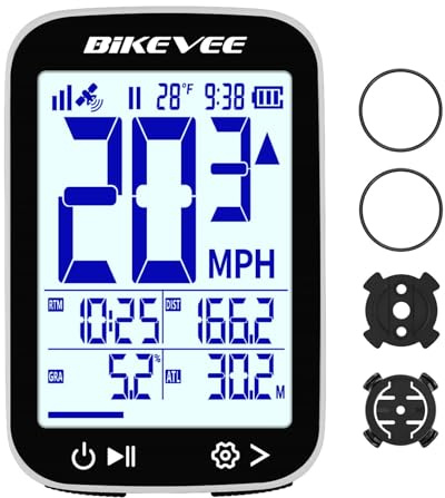 Bikevee GPS Fahrradcomputer Kabellos, 2.4 Zoll | IPX7 Fahrrad Tacho | Fahrradtacho Kabellos mit 28h Akku, Höhen-, Steigungs- und Temperaturdaten für Alltag, Training und längere Touren