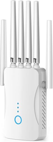 Repetidor WiFi Potente Amplificador Señal, Extender Largo Alcance 6 Antenas, Modo Repetidor/Ap, Cobertura 9000 ft², Hogar y Oficina, Instalación Sencilla
