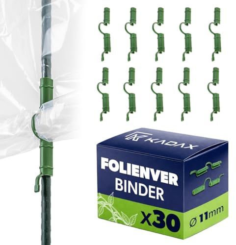 KADAX 30er Set Gewächshausfolie Clips Ø 11 mm, Gewächshausklammern aus Kunststoff, Folienhalter, Folientunnel Klammern zur sicheren Befestigung von Folie an Rohren