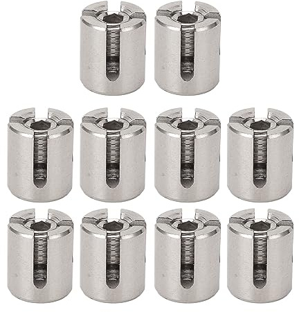 10 pièces serre-câbles croisés de 1/8 pouces, serre-câbles croisés en acier inoxydable 316 sans perçage, clips de câble métallique de garde-corps pour fils de 3 mm, raccords de