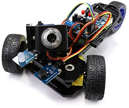 Freenove Three-Wheeled Smart Car Kit for Raspberry Pi 5 4 B 3 B+ B A+, Video Mode, Radar Mode, App Control, Ultrasonic Distance Sensor, Camera, Servo (Raspberry Pi NOT Included)