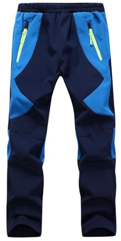 Echinodon Kinder Gefütterte Hose Softshellhose Winddicht Wasserabweisend Atmungsaktiv Warm Outdoorhose Skihose Blau XXL