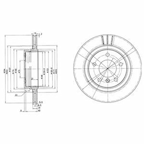 DELPHI 2x Bremsscheibe Hinten Ø294mm Höhe: 59,5mm Dicke: 19mm Belüftet BG3530C