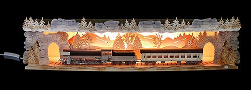 Tietze Schwibbogenerh?Hung 'Mit der Bahn durchs Erzgebirge' exklusiv, beleuchtet - 75x20x15 cm
