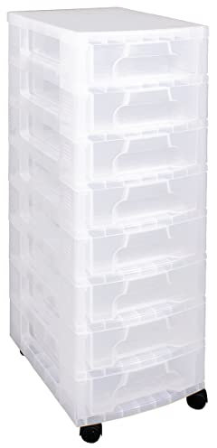 Really Useful 8 x 7L Plastic Storage Tower with Drawers Clear