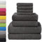 NatureMark 8 TLG. FROTTIER Handtuch-Set mit verschiedenen Größen 4X Gästetücher, 2X Handtücher, 2X Duschtücher | Farbe: Anthrazit grau | 100% Baumwolle