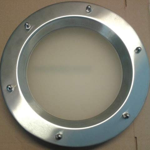 Ojo de buey para puerta de acero inoxidable INOX, diámetro de 350 mm, vidrio de seguridad mate, tuercas ciegas