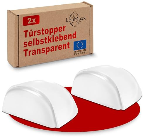 LouMaxx Türstopper Boden selbstklebend - Türpuffer Boden für alle Hartböden geeignet zum Schutz von Wand und Möbeln - durchsichtig selbstklebend, halbrund und leicht anzubringen 2 Stück