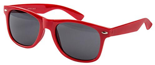 Sonnenbrille Nerdbrille Nerd Retro Look Brille Pilotenbrille Vintage Look - ca. 80 verschiedene Modelle Viele Farben (Rot-Smoke)