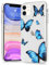 LLZ.COQUE Hülle für iPhone 11 Handyhülle Schmetterling Klar Schutzhülle Transparent Butterfly Case Backcover Schmetterling Hülle für iPhone 11 Blau