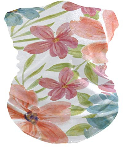 hengpai Halstuch für Damen, Gesichtsmaske, Staubmaske, Sturmhaube, Gesichtsmaske, Bandana, Aquarell, buntes Blumenmuster