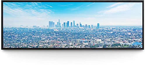 Wandbild Skyline Los Angeles Panorama - 150cm x 50cm Leinwand auf 2cm Keilrahmen mit Schattenfugenrahmen schwarz