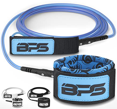 BPS Storm 8 mm Surfbrett-Leine – 2,4 m Premium-Beinseil mit rostfreien Edelstahl-Drehgelenken und 3-Schienen-Sparleine für SUP-Paddel-Surf-Boarding-Aktivitäten (Koru Dunkelblau)