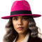 LADYBRO Fedora-Hüte für Damen, breite Krempe, inkl. 3 Deko-Gürtel, Wollfilz, 58 cm, verstellbar, Fedora für Damen, P15 Rose, 6 7/8-7 1/4