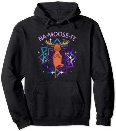 Namaste Zen Animal Funny Elch Yoga NA-MOOSE-TE Pullover Hoodie