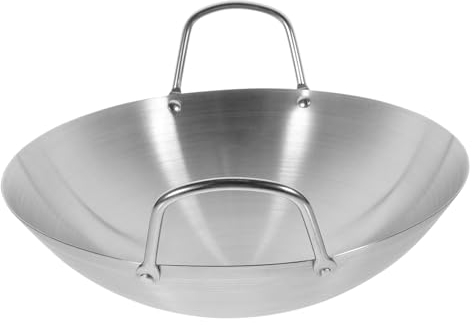 TOPBATHY Sartén Wok Inoxidable Antiadherente De Asas Para Cocina Para Freír y Saltear Alimentos Inducción