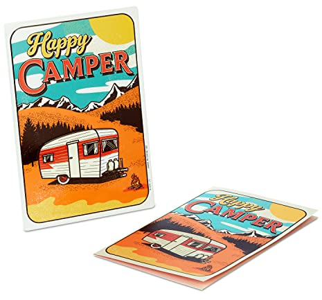 Hallmark Birthday Card with Removable Tin Sign (Happy Camper)